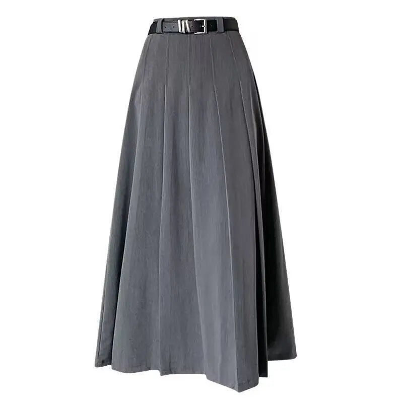 Damen Faltenrock mit Gürtel | Eleganter Midi-Rock | Zeitlos & Vielseitig | Weiches Polyester