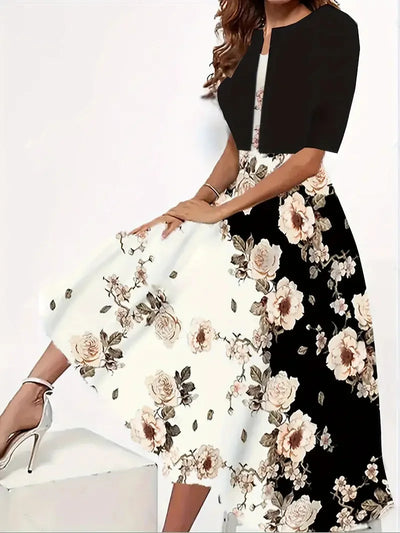 Damen Sommerkleid mit Blazer | Midi-Länge | Elegantes 2-teiliges Set | Vielseitig kombinierbar