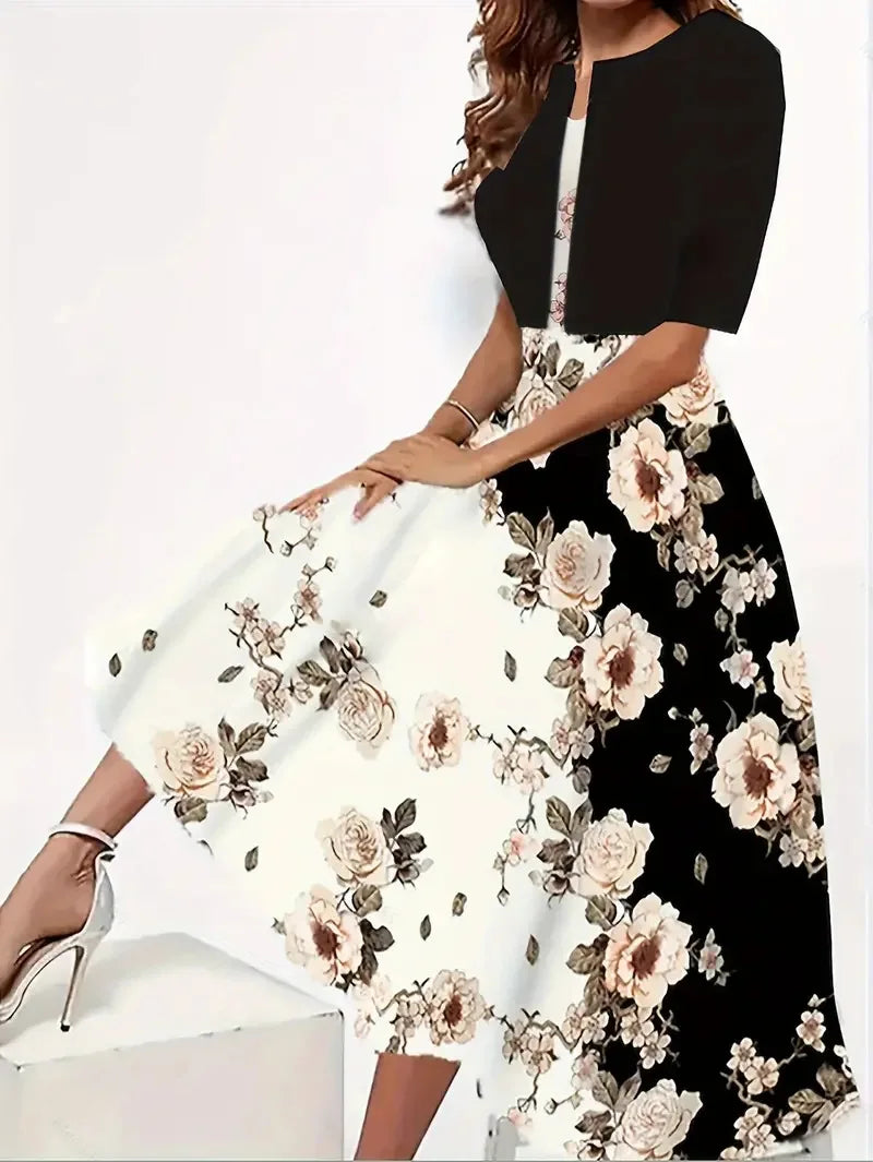 Damen Sommerkleid mit Blazer | Midi-Länge | Elegantes 2-teiliges Set | Vielseitig kombinierbar