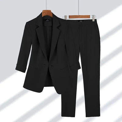 Saskia - Einfarbiges, passendes Blazer-Set für Frauen