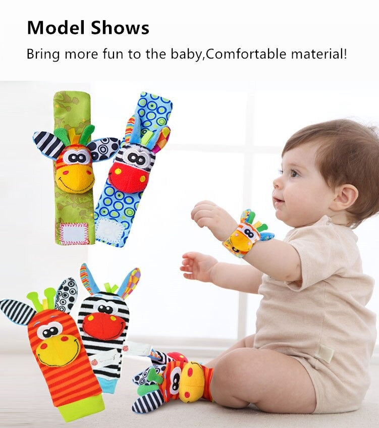Baby Rassel-Socken & Handgelenksbänder | Weich & Geräuschaktiv | Fördert Motorik & Sinne