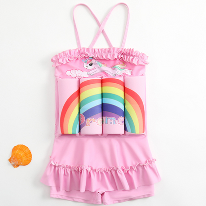 Kinder Schwimmhilfe | Verstellbarer Auftrieb | UPF 50+ Sonnenschutz | Sicher & Bequem