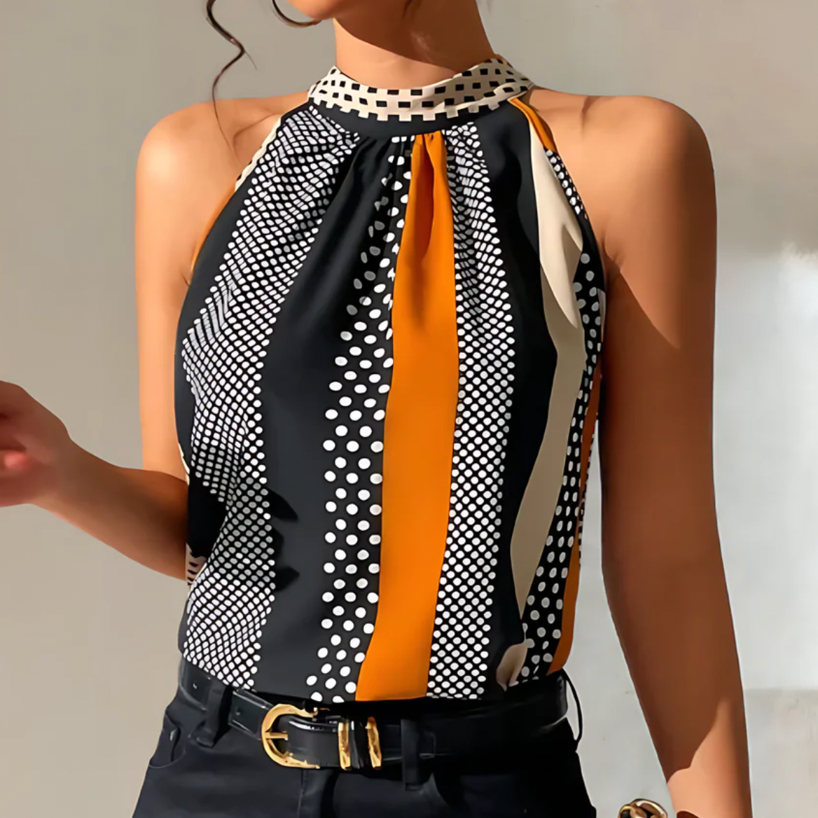 DotChic™ – Lässiges Neckholder Top mit Punkten für Damen