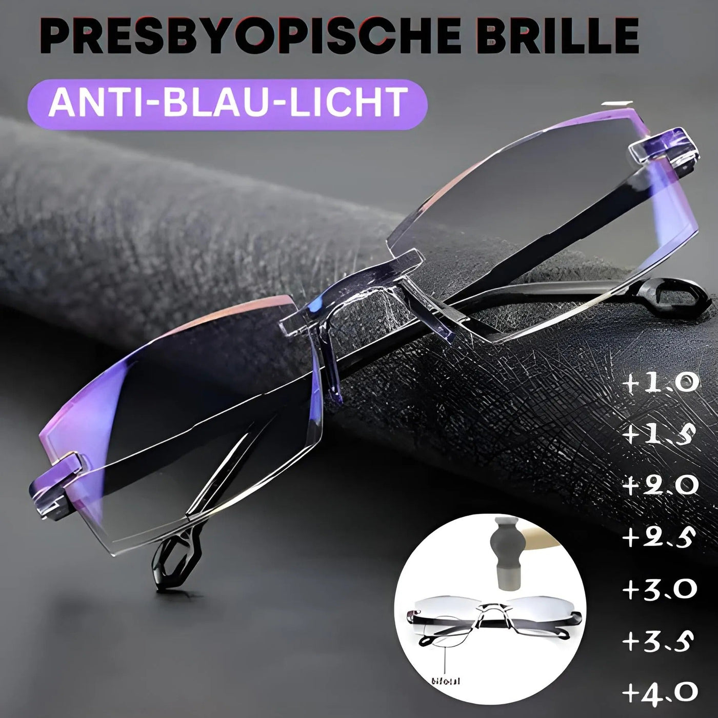 1+1 Gratis | Gleitsichtbrille mit Blaulichtfilter | Anti-Strahlung Lesebrille | Fortschrittliche Gläser für Nah- & Fernsicht | Kratzfest & Leicht