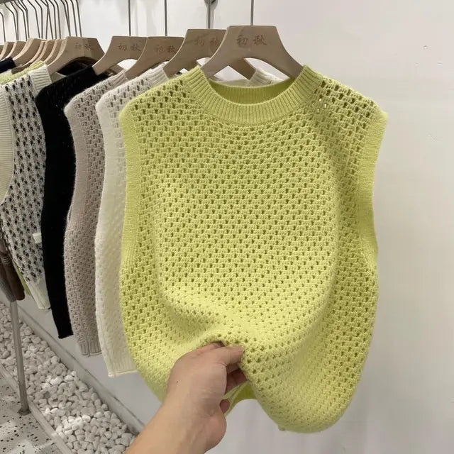 Danique - Ärmelloses Strickpullover mit Rundhalsausschnitt