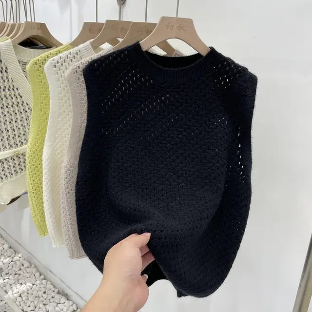 Danique - Ärmelloses Strickpullover mit Rundhalsausschnitt