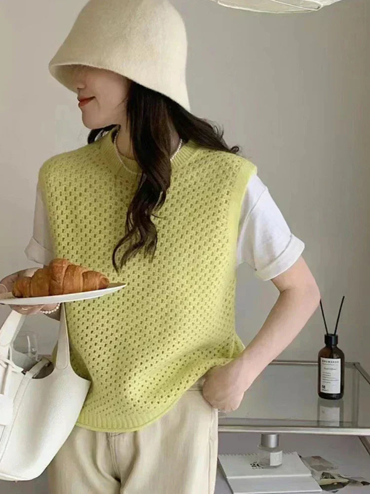 Damen Strickpullover ärmellos | Locker & Atmungsaktiv | Modernes Design für vielseitige Outfits