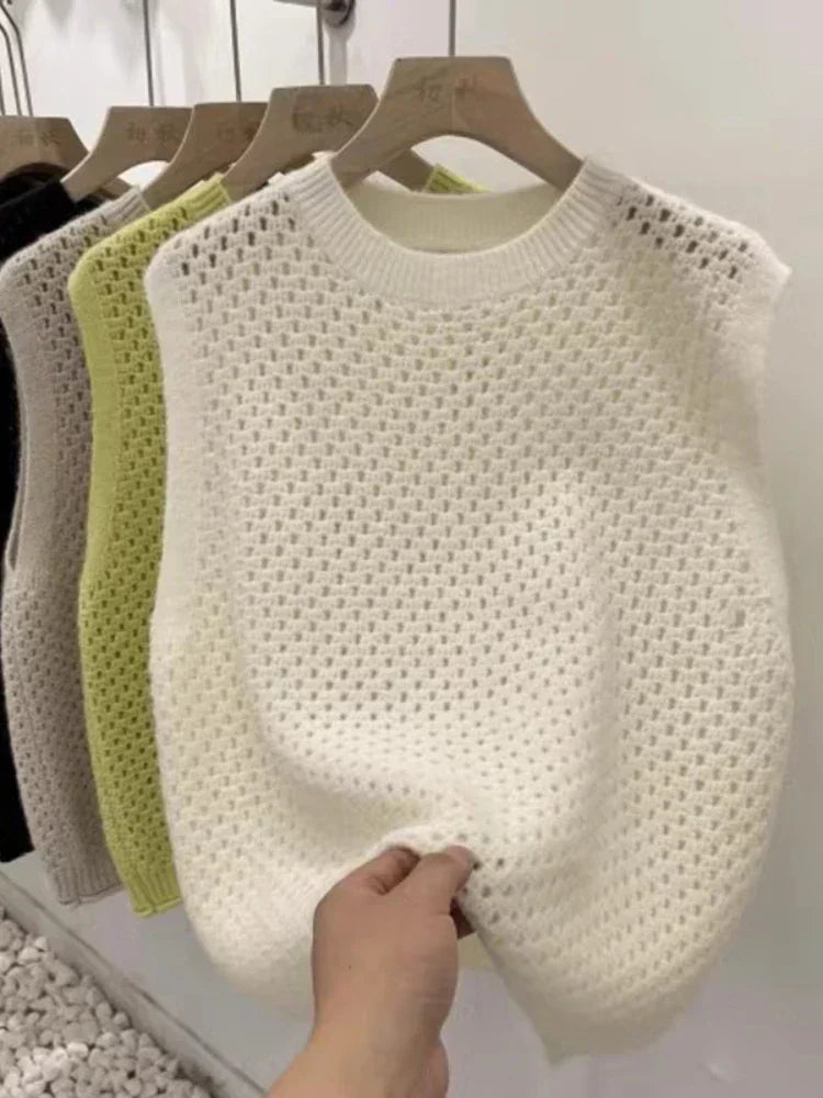 Damen Strickpullover ärmellos | Locker & Atmungsaktiv | Modernes Design für vielseitige Outfits