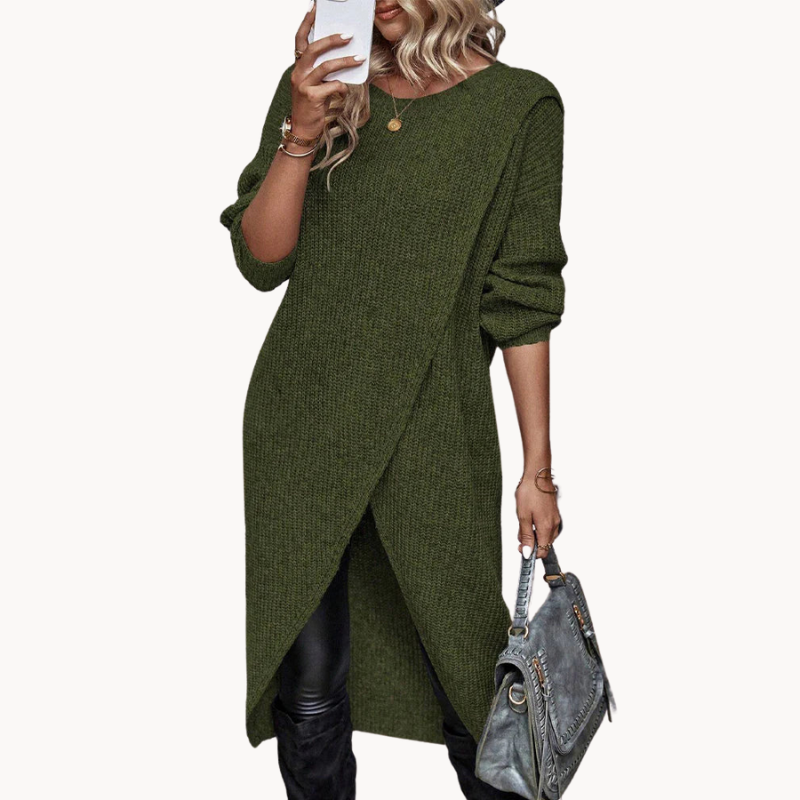 Emma | Luxuriöses Strickkleid mit Schlitz Damen Kleid