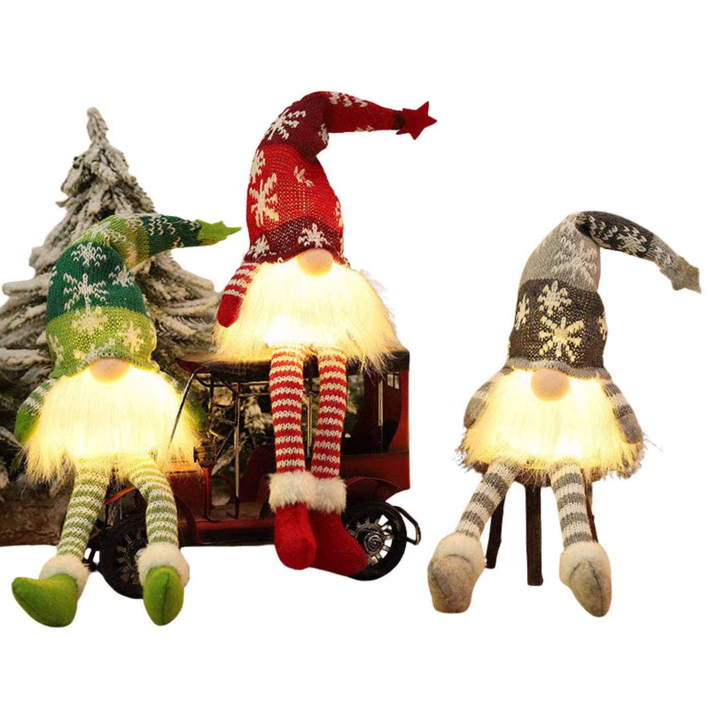 Weihnachtswichtel mit LED Licht | Handgefertigte Dekofigur | Nordisches Design