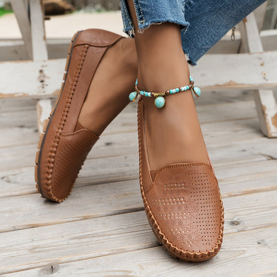 Damen Loafer | Elegant mit Retro Perforation | Bequem Slip-On