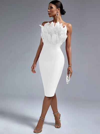 Feather Bandage Jurk Voor Stijlvolle Dames