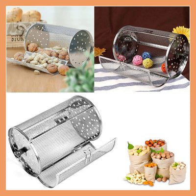 Rotierender Grillkorb | Für Grill & Heißluftfritteuse | Gemüse, Fleisch & Nüsse rösten