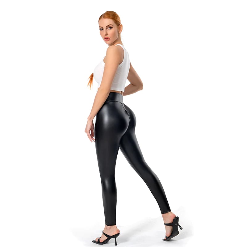 Damen Hose | Matte Lederoptik | Klassische Kunstlederhose | Stilvoll & Vielseitig