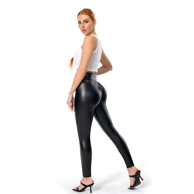 Damen Hose | Matte Lederoptik | Klassische Kunstlederhose | Stilvoll & Vielseitig