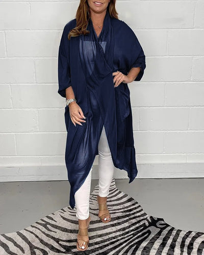 Damen V-Ausschnitt Bluse | Locker geschnitten | Seidig-glattes, atmungsaktives Material | S–5XL