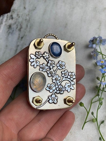 Mikro-Blumenpresse | Handgefertigt aus Silber & Messing | Inkl. 10 Blätter Herbarium-Papier