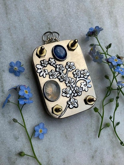 Mikro-Blumenpresse | Handgefertigt aus Silber & Messing | Inkl. 10 Blätter Herbarium-Papier