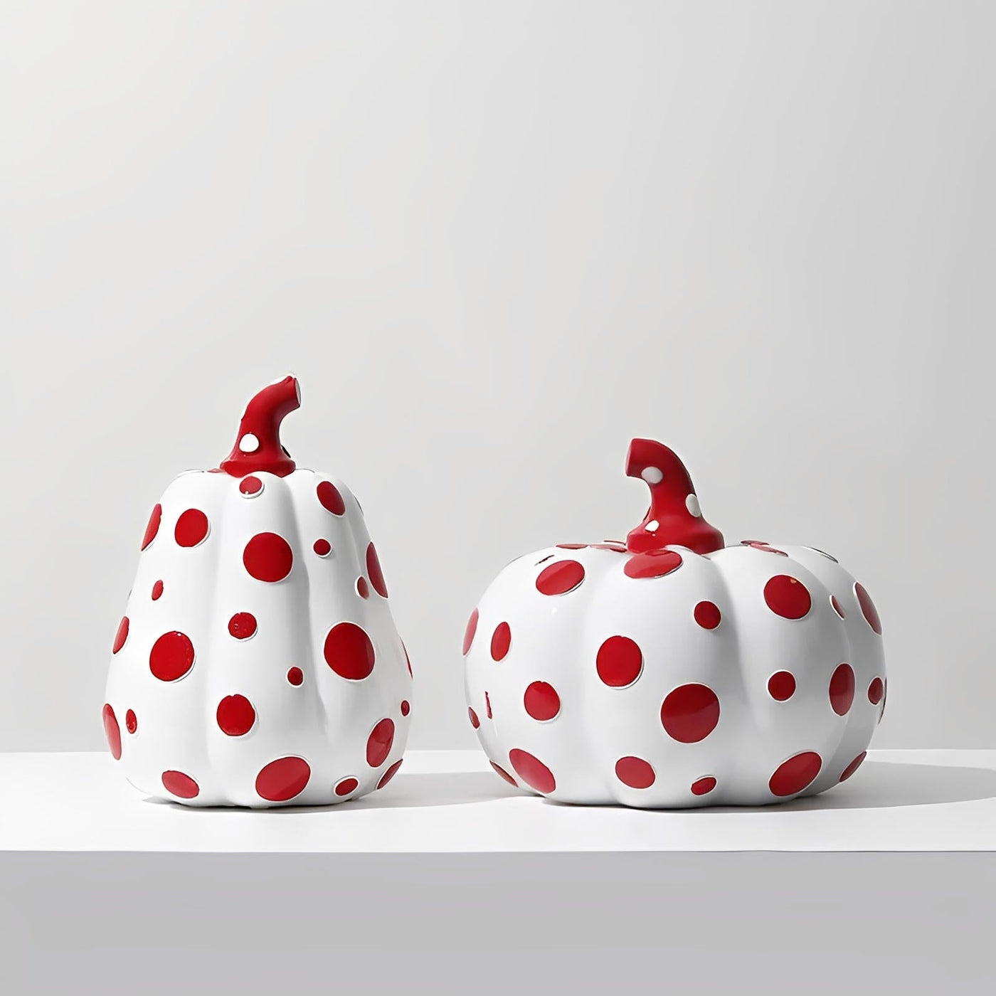 Deko Kürbisse mit Polka-Punkte | Glänzende Harzoptik | Herbstliche Tischdeko