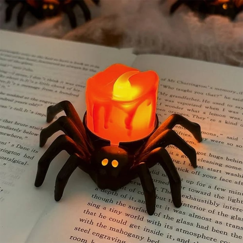 Halloween LED Kürbislampe mit Spinne | Warmweißes Licht | Batteriebetrieben & Sicher | Deko für Innen & Außen