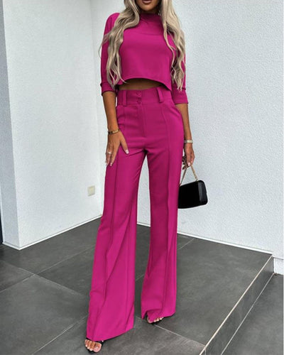 Damen Anzug Set | Blazer Jacke & Hohe Taille Hose | Elegantes Zweiteiler Outfit
