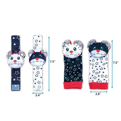 Baby Rassel-Socken & Handgelenksbänder | Weich & Geräuschaktiv | Fördert Motorik & Sinne