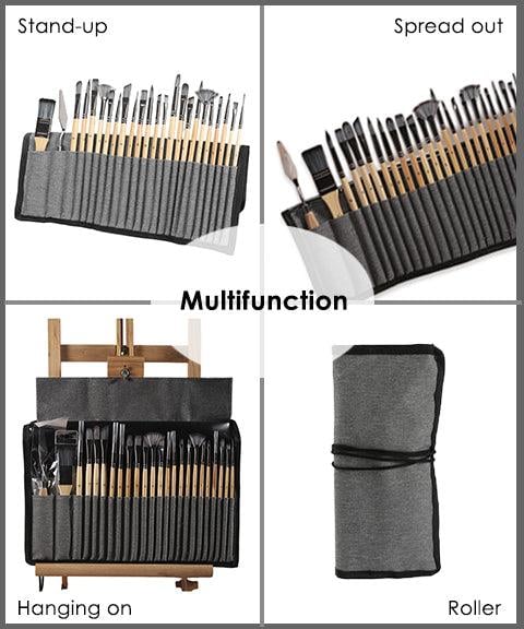 Pinselset 24-teilig | Profi Künstlerpinsel mit Holzgriff | Acryl, Aquarell, Öl & Gouache