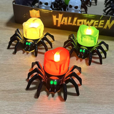 Halloween LED Kürbislampe mit Spinne | Warmweißes Licht | Batteriebetrieben & Sicher | Deko für Innen & Außen