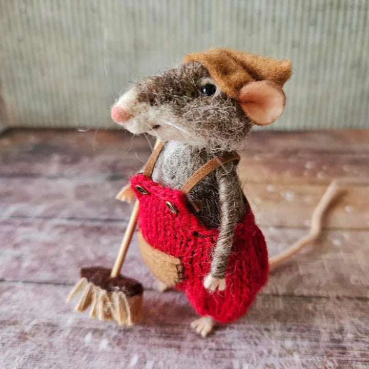 Handgefertigte Filzmaus | Weihnachtsdeko & Geschenkidee | Nadelgefilzt aus Wolle & Stoff | Nachhaltig