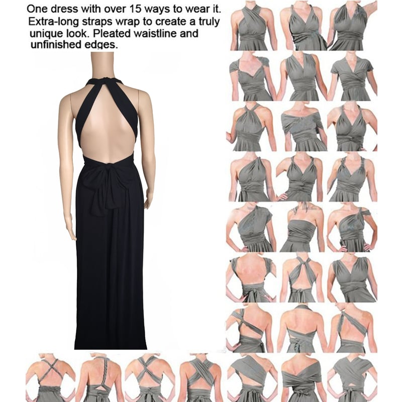 Damen Wickel-Maxikleid | 24 Tragevarianten | Ärmellos & elegant | Perfekt für Hochzeit, Party & Abend