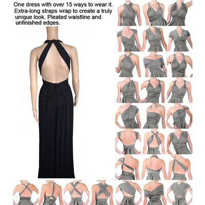 Damen Wickel-Maxikleid | 24 Tragevarianten | Ärmellos & elegant | Perfekt für Hochzeit, Party & Abend