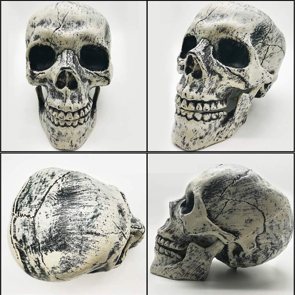 Halloween Deko mit LED-Licht | Schädel & Hände | Wetterfest | 8 Leuchtmodi | Batteriebetrieben