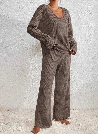 Daphne | Stilvolles geripptes Design Zweiteiliges Set für Damen