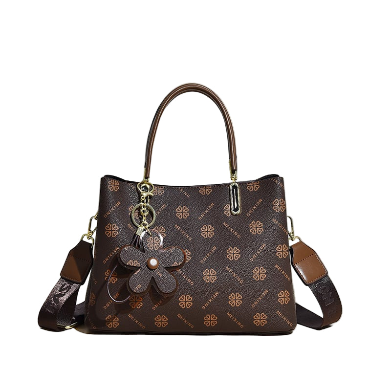 Vintage Handtasche für Damen | Blumendruck | PU-Leder