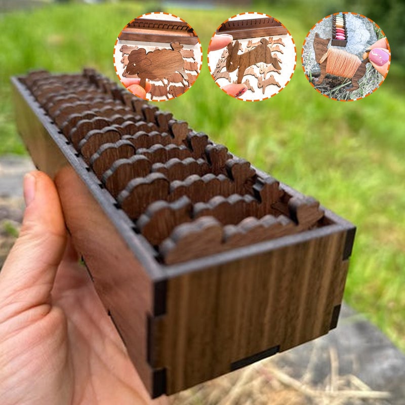 Holz Garnspulen Set | 15 Hasen Spulen + Organizer-Box | Stickgarn Aufbewahrung
