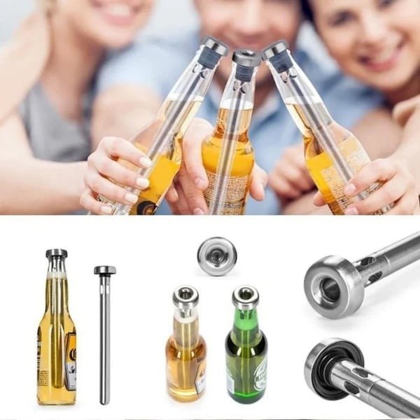 Edelstahl Bierkühlstab | Wiederverwendbarer Flaschenkühler | Für eiskaltes Bier bis zum letzten Schluck