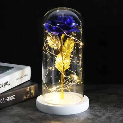 Galaxie für immer Rose Lampe | Ewige Rose im Glasdom | LED Deko Lampe | Symbol für Liebe & Zeitlose Schönheit