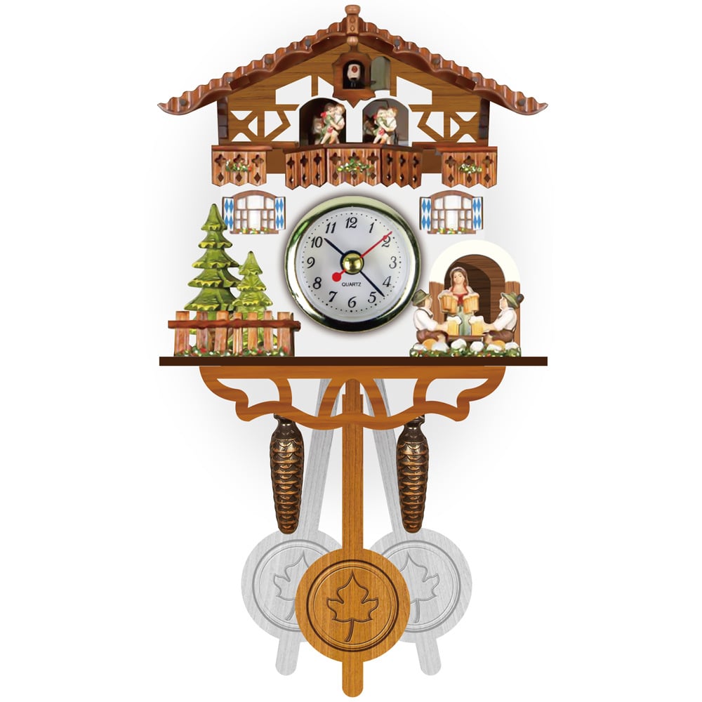 Traditionelle Kuckucksuhr | Handgefertigt aus Schwarzwald-Holz | Chalet-Design mit Musik & Figuren
