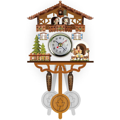 Traditionelle Kuckucksuhr | Handgefertigt aus Schwarzwald-Holz | Chalet-Design mit Musik & Figuren