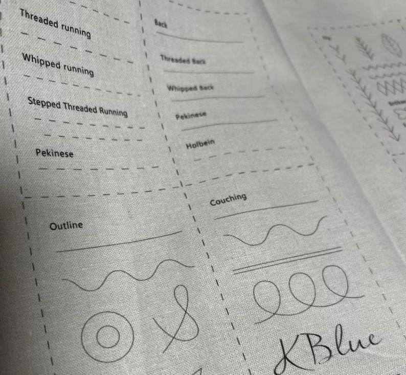 DIY Stickbuch | 86 Stickstiche Lernen | 7 Stoffseiten zum Üben | Für Anfänger & Fortgeschrittene