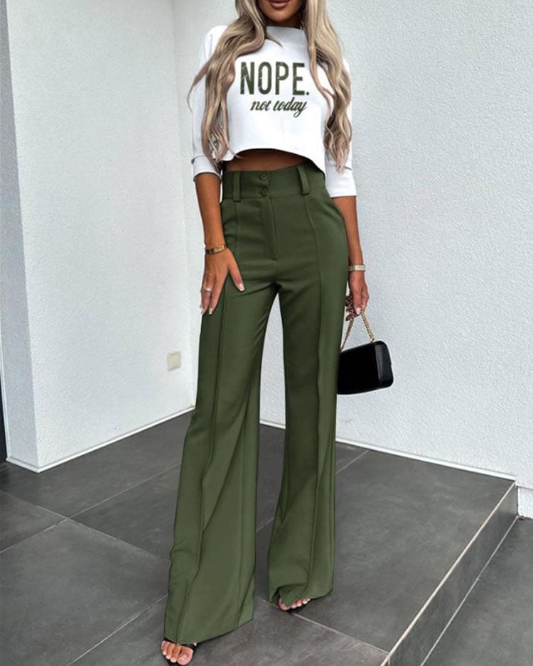 Damen Anzug Set | Blazer Jacke & Hohe Taille Hose | Elegantes Zweiteiler Outfit