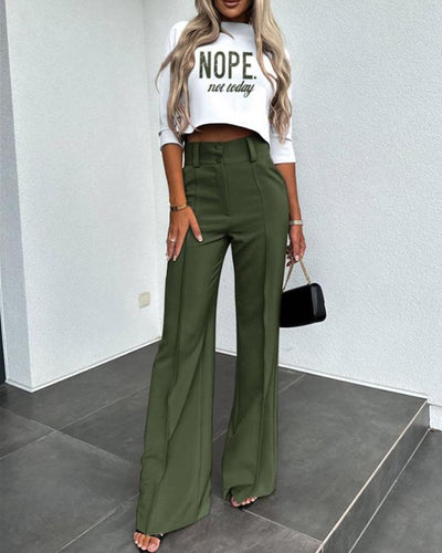 Damen Anzug Set | Blazer Jacke & Hohe Taille Hose | Elegantes Zweiteiler Outfit