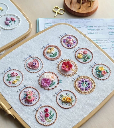 Stickrahmen Set „Kleiner Blumenrahmen“ | DIY Stickerei | 12 Designs | Für Anfänger
