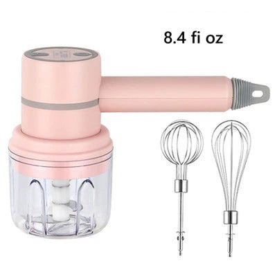 Kabelloser Handmixer | 3 Geschwindigkeiten | Wiederaufladbar | Edelstahlbesen