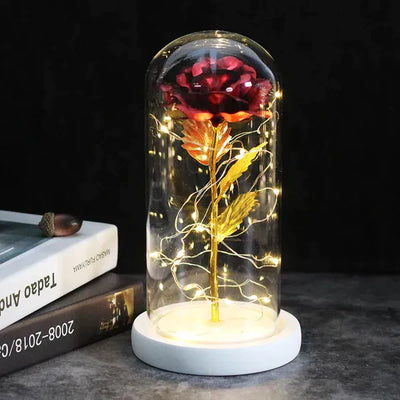 Galaxie für immer Rose Lampe | Ewige Rose im Glasdom | LED Deko Lampe | Symbol für Liebe & Zeitlose Schönheit