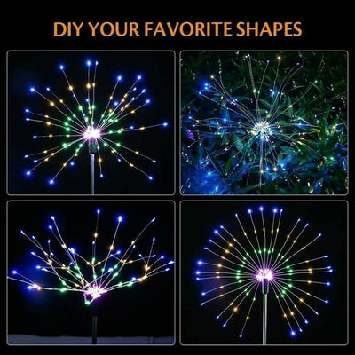 1+1 Gratis | Solar Feuerwerk Lichterkette | 90 LEDs | IP65 wasserdicht | Warmweiß & Bunt | Garten & Terrasse