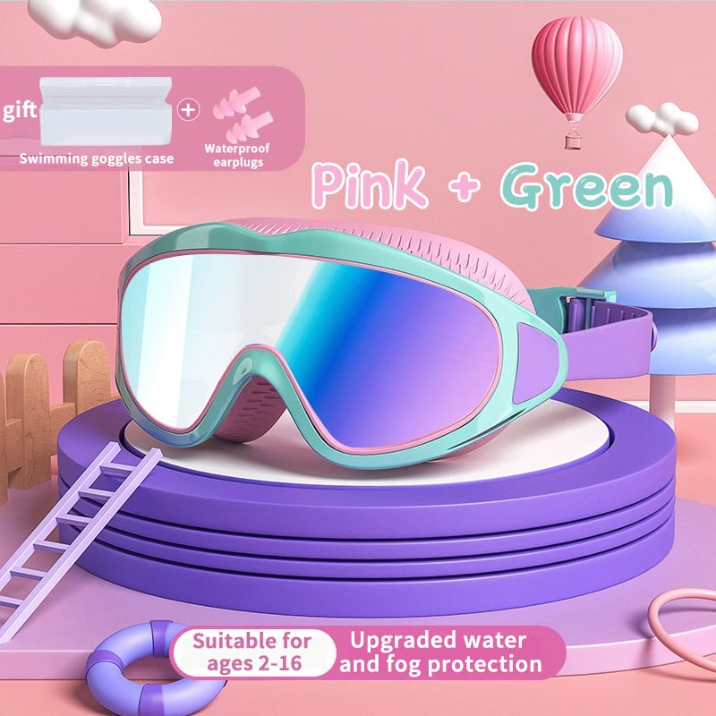 Kinder Schwimmbrille | Wasserdicht & Antibeschlag | UV-Schutz | Großer Rahmen | 6–14 Jahre