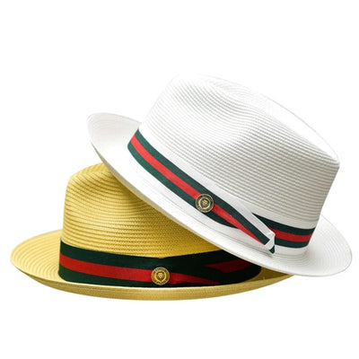 Unisex Fedora Hut | Handgefertigt im Pinch Front Stil | Natürliches Poly-Braid mit Ripsband
