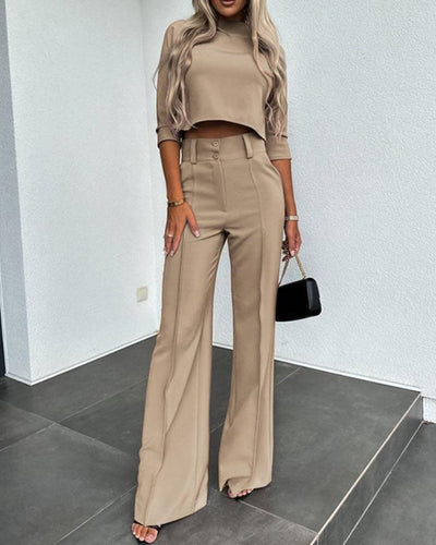 Damen Anzug Set | Blazer Jacke & Hohe Taille Hose | Elegantes Zweiteiler Outfit