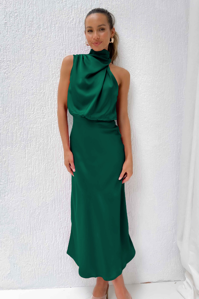 Elegantes Midi kleid mit Asymmetrischem Rundhalsausschnitt